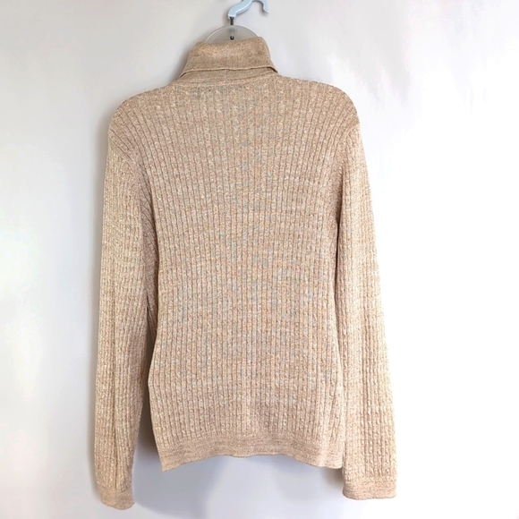 Jeanne Pierre Women’s Long Sleeve Cream & Gold Glitter Turtle Neck Sweater - XL - Picture 5 of 9